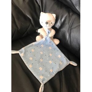 Doudou Plat Nicotoy/Simba Renard Beige Mouchoir Bleu - Occasion