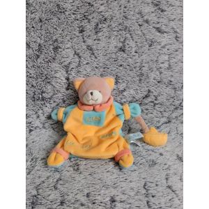 Marionnette Chat Orange Et Bleu - Baby Nat - Doudou Chaton - Cl&eacute;o Adore La Mer - Peluche Bateau - Occasion