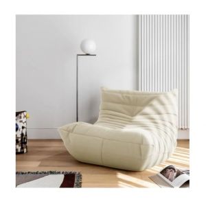 Canapé Relax Design Chauffeuse 1 Place Furgle Tissu En Peluche Et Mousse Haute Densité Relaxation Sofa Blanc - Occasion