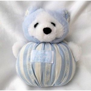 Doudou Peluche Ours Boule Rayures Bleu Et Blanc Tartine et Chocolat 14 cm - Occasion