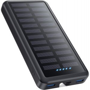 Jgd-Batterie Externe 26800mah, Usb C Chargeur Solaire 15w Pd 3.0a Charge Rapide, 3 Sorties 3 Entr&eacute;es Batterie Charge Externe Avec Led Lampe De Poche Power Bank Compatible Avec Iphone Samsung Etc - Occasion