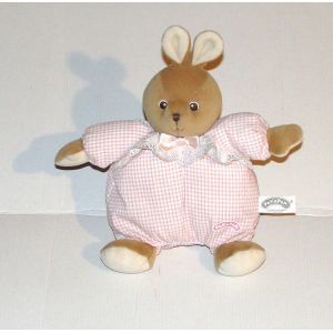 Doudou Lapin Boule Pakapopi Model Rose - Peluche Lapin Vichy Rose A K' Kids 23 Cm - Occasion