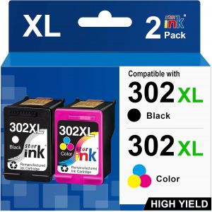 302XL 302 XL pour Cartouches HP 302 HP 302 XL Compatible avec HP Envy 4525 4527 4520 DeskJet 1110 2130 Officejet 3830 (Noir Couleur, 2 Pack) - Occasion