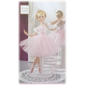 Poupée danseuse en porcelaine - 100% neuve - bras et jambes articulés - déco décorative décoration de collection sur socle oujeu jouet pour enfant fille - vêtement robe rose broderie tulle dentelle - Occasion