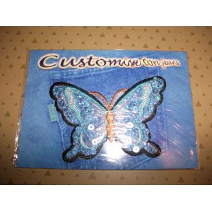 Ecusson Papillon Bleu En Tissu Pour Customiser Son Jean - Occasion