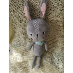 Doudou Peluche Lapin Gris Bandana Bleu Atmosphera For Kids - Occasion