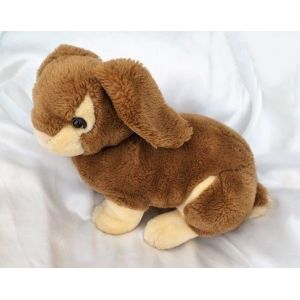 Doudou Peluche Lapin Marron Et Beige Vintage Cp International - Occasion