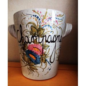 Seau A Champagne Motif Fleuri Fait Main Beige Vallauris - Occasion