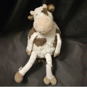 doudou vache boule grandes pattes blanc &eacute;cru marron cmp ? - Occasion