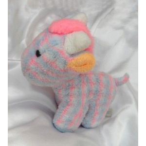 Doudou Peluche Vache Ou Girafe Bleu Rose Blanc Vintage Nounours - Occasion