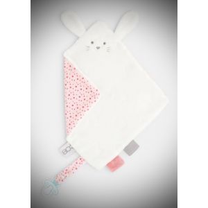 Doudou Lapin Blanc Rose Étoiles Obaibi Accroche Tétine Peluche Naissance Bébé - Occasion