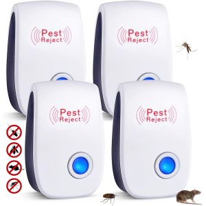 4 Pack R&eacute;pulsif Ultrasonique Antiparasitaire Insectifuge Int&eacute;rieur Electronic Ultrasonic Pest Repeller pour Rongeurs Insectes R&eacute;pulsif Ultrason Souris, Rats, Moustiques, Cafards, Araign&eacute;es - Occasion