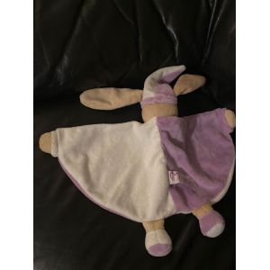 Doudou Plat Lapin Violet Et Blanc Maikou Tradition 40cm Coeurs - Occasion