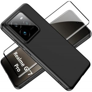 Coque Pour Realme Gt 7 Pro 5g + Protection &Eacute;cran En Verre Tremp&eacute; Hd 9h,&Eacute;tui En Silicone Souple Tpu Ultra-Mince Antichoc,Protection Cam&eacute;ra Et Flexible Anti-Rayures,Noir - Occasion
