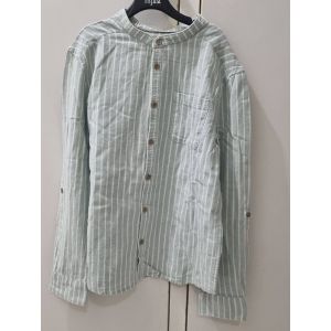 Chemise Fille Vert Clair Rayure Blanche Col Mao Kiabi Taille 12ans - Occasion