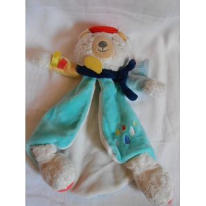 Doudou Cape Ours Baby Nat Mr Paul Vert Menthe Eharpe Bleu Blanc Peluche Bear Mint White Mister Paul Babynat Bn0373 Bn 0373 - Occasion
