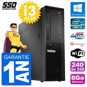 PC Lenovo ThinkStation P300 SFF Intel i3-4130 RAM 8Go SSD 240Go Windows 10 Wifi - Occasion