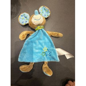Doudou Plat Souris Mouse Maus Bleue Beige &Eacute;toile Jaune Beige Foulard Triangle Pattes Jambes Bras - Occasion