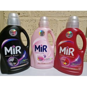 Lot de 3 lessive Liquide Mir Black, mir laine et mir couleur 3x27 Lavages - Occasion