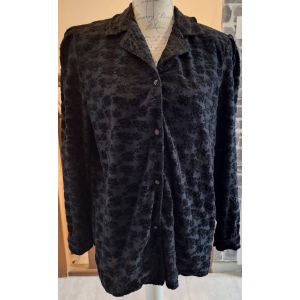 Chemise Vintage Transparente Noire Au Tissu Textur&eacute; - Occasion