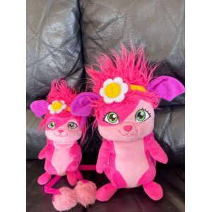 Lot De Deux Super Peluches Popples Rose Fleur Blanche Et Jaune - Occasion