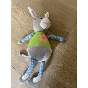 Doudou peluche Ane obaibi okaidi gris t shirt vert fleur rose - Occasion