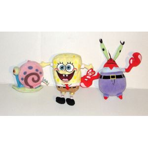 Peluche Bob L'eponge Lot De 3 Personnages Bob Crabs Gary Viacom Ty - Occasion