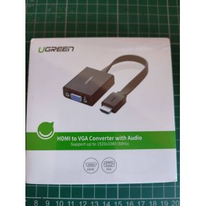 UGREEN Adaptateur HDMI vers VGA 1080P avec Sortie Audio 3.5mm Convertisseur HDMI M&acirc;le &agrave; VGA Femelle compatible avec PC ordinateur portable TV Box Raspberry Pi Moniteur Projecteur &Eacute;cran HDTV - Noir - - Occasion