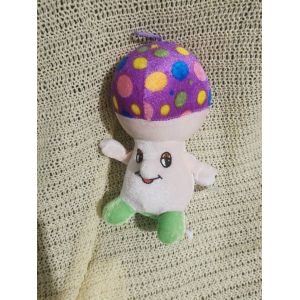 Doudou Peluche Champignon Violet Pois Pieds Vert Pluchon - Occasion
