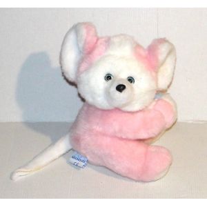 peluche souris blanche rose nounours doudou souris balle dans les mains - Occasion