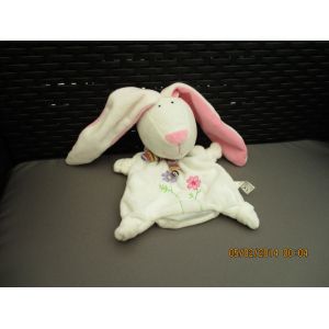 Doudou Marionnette Lapin Rose Et Blanc Cp International - Occasion