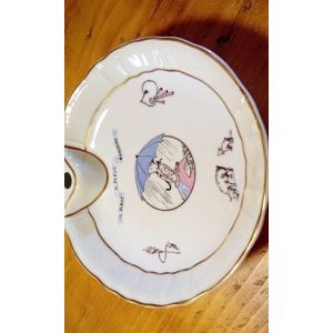 Assiette À Bouillie Pour Bébé Chauffante Vintage Porcelaine De Limoges Bernardaud Sans Le Bouchon. Décor Ii Pleut, Il Pleut Bbergère 17,7cm De Diamètre - Occasion