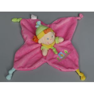 Doudou Lutin Plat Rose Vert Jaune Nicotoy - Occasion