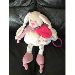 Doudou D'éveil Lapin Baby Nat' Diablotine Pantin D'activités Rose 27 Cm - Occasion