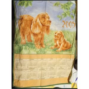 Torchon Calendrier - Motif Epagneuls - 2005 - Occasion