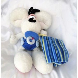 Doudou Peluche Diddl T&eacute;tine Culotte Et Doudou Mouchoir Rayures Bleu Jaune Depesche - Occasion