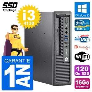 Mini PC HP EliteDesk 800 G1 USDT Core i3-4130 RAM 16Go SSD 120Go Windows 10 Wifi - Occasion