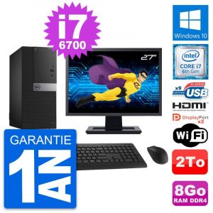 PC Tour Dell 7050 Ecran 27" Core i7-6700 RAM 8Go Disque 2To HDMI Windows 10 Wifi - Occasion