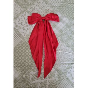 Barette Cheveux Noeud Satin Rouge ! Neuf ! - Occasion