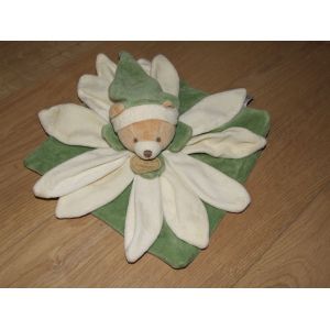 OURS PLAT DOUDOU ET COMPAGNIE PETALES VERT BEIGE - Occasion