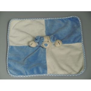 Doudou Plat Chien Plat Bleu Beige Écru Grelot Jelly Kitten - Occasion