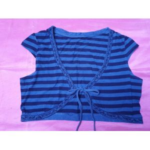 Boléro Rayé Bleu Et Noir Et Belles Broderies - Occasion