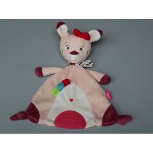 Doudou Biche Plat Rose Blanc Violet Dentition Babysun - Occasion