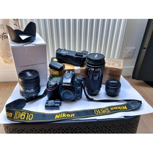 Kit photo Nikon D610 24.3 mpix + Nikkor AF-S 24-85 mm f/3.5-4.5G VR + Grip Nikon MB-D14 - Occasion