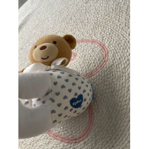 Doudou Peluche Ours Kaloo Blanc A Pois Bleu Musical - Occasion