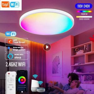 Plafonnier Led Intelligent Avec Commande Vocale Via L'application Tuya, Luminaire Décoratif De Plafond, Idéal Pour Un Salon Ou Une Chambre À Coucher, Wi-Fi, Rvb, 36w - Occasion