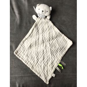 Doudou Ours Beige Foulard Gris Lange Dpam - Occasion