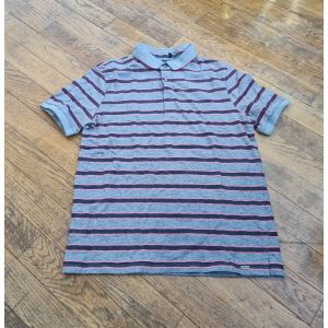 Polo Manches Courte Garçon Gris À Rayure Ikks Taille 12ans - Occasion