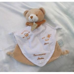 Doudou Plat Ours Mon Premier Doudou Beige Et Blanc Collerette Marron Doudou Et Compagnie - Occasion
