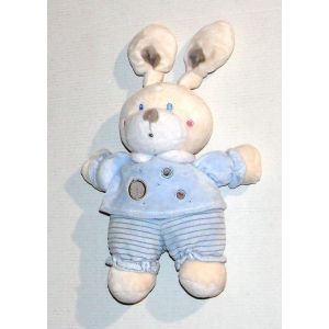 doudou lapin nicotoy bleu pantalon rayé - Occasion